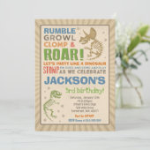 Dinosaur Birthday Einladung Dinosaur Fossil Party (Stehend Vorderseite)