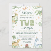Dinosaur Birthday Einladung EDITABLE Two-Rex Dino (Vorderseite)