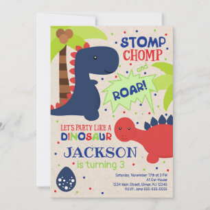 Dinosaur Birthday Einladung für einen Jungen