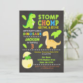 Dinosaur Birthday Einladung für einen Jungen (Stehend Vorderseite)