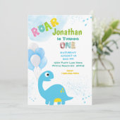 Dinosaur Birthday Einladung für einen Jungen (Stehend Vorderseite)