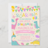 Dinosaur Birthday Einladung Girl Dinosaur Party (Vorderseite)