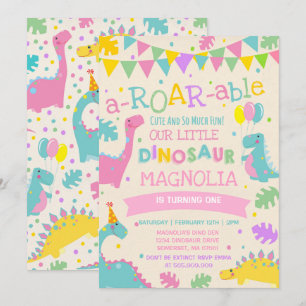 Dinosaur Birthday Einladung Girl Dinosaur Party