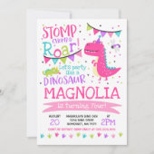 Dinosaur Birthday Einladung Girl Dinosaur Party (Vorderseite)