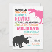 Dinosaur Birthday Einladung Girl Dinosaur Party (Vorderseite)