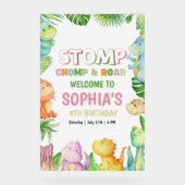 Dinosaur Birthday Einladung Girls Dino Geburtstag Acrylschild (Vorderseite)