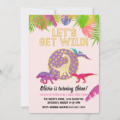 Dinosaur Birthday Einladung Mädchen Geburtstag Lil (Vorderseite)