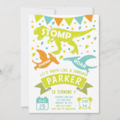 Dinosaur Birthday Einladung Moderne Farben (Vorderseite)