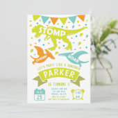 Dinosaur Birthday Einladung Moderne Farben (Stehend Vorderseite)