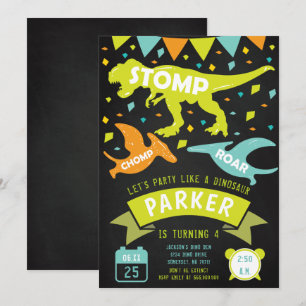 Dinosaur Birthday Einladung Modernes Chalkboard