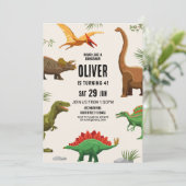 Dinosaur Birthday Einladung Party Boys Dinos (Stehend Vorderseite)