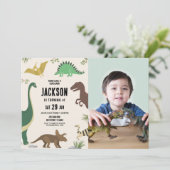 Dinosaur Birthday Einladung Party Boys Foto (Stehend Vorderseite)