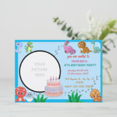 Dinosaur Birthday Einladung | Party für Jungen und (Stehend Vorderseite)