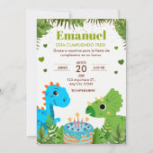 Dinosaur Birthday Einladung, Spanisch Einladung (Vorderseite)