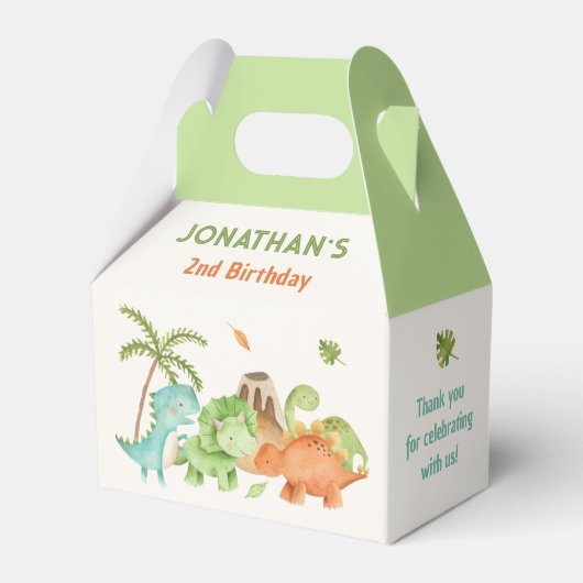 Dinosaur Birthday Favor Boxes Kids Boy Watercolor Geschenkschachtel (Vorderseite)