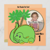 Dinosaur Birthday Foto Einladung (Vorne/Hinten)