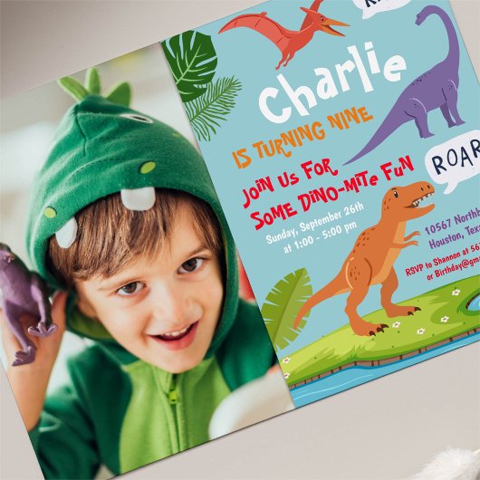 Dinosaur Birthday Foto Einladung