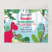 Dinosaur Birthday Foto Einladung Postkarte (Vorderseite)