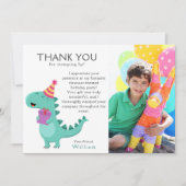Dinosaur Birthday Foto Party Custom Dankeskarte (Vorderseite)
