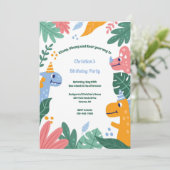 Dinosaur Birthday Garden Party Einladung (Stehend Vorderseite)
