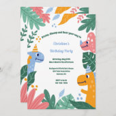 Dinosaur Birthday Garden Party Einladung (Vorne/Hinten)