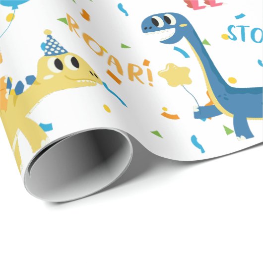 DINOSAUR BIRTHDAY GESCHENKPAPIER (Rolleneckpunkt)