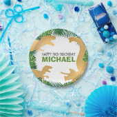 Dinosaur Birthday Gold Dino Trex Junge Kinder Pappteller (Party)