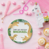 Dinosaur Birthday Gold Dino Trex Junge Kinder Pappteller (Party)