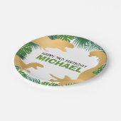 Dinosaur Birthday Gold Dino Trex Junge Kinder Pappteller (Schrägansicht)
