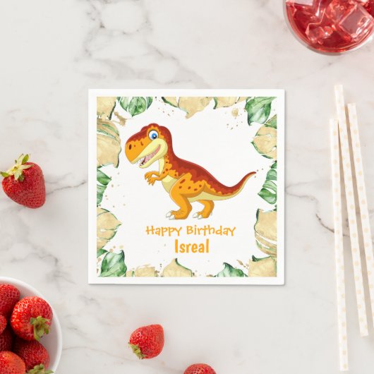 Dinosaur BIRTHDAY Gold Serviette (Beispiel)