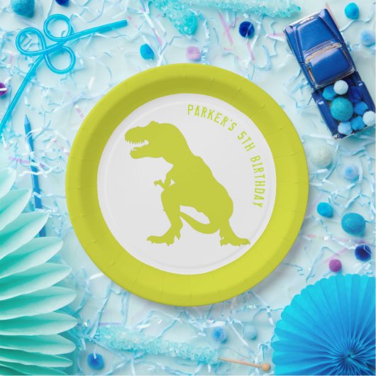 Dinosaur Birthday Green Pappteller (Party)