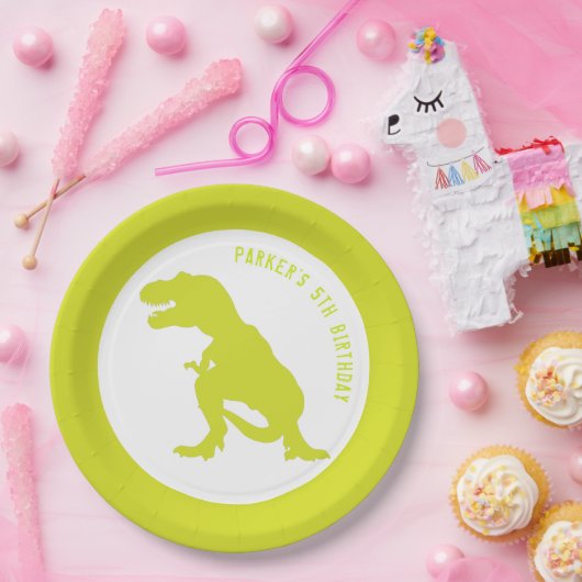 Dinosaur Birthday Green Pappteller (Party)
