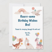 Dinosaur Birthday Greetings Dankeskarte (Vorderseite)