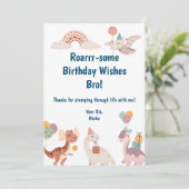 Dinosaur Birthday Greetings Dankeskarte (Stehend Vorderseite)