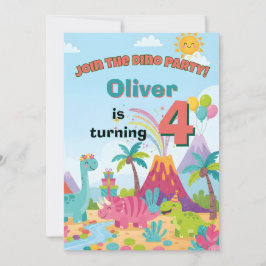 Dinosaur Birthday Invitation – 5x7 Kids Party Card Einladung