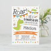 Dinosaur Birthday Invitation Dinosaur Roar Party Einladung (Stehend Vorderseite)