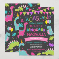 Dinosaur Birthday Invitation Girl Dinosaur Party