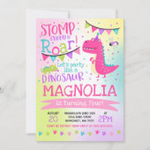 Dinosaur Birthday Invitation Girl Dinosaur Party Einladung (Vorderseite)