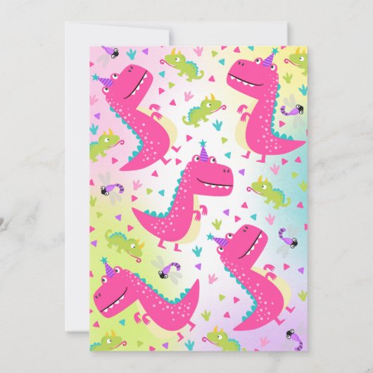 Dinosaur Birthday Invitation Girl Dinosaur Party Einladung (Rückseite)