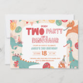 Dinosaur Birthday Invitation Two. Modern Boy Dino Einladung (Vorderseite)