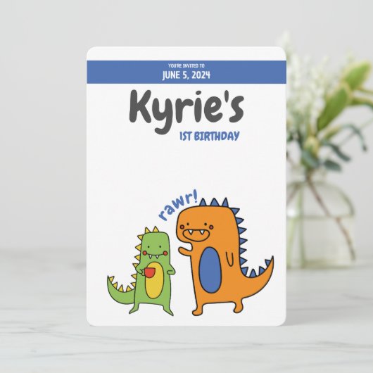 Dinosaur Birthday Invite, jurassisch, trex BIRTHDA Einladung (Stehend Vorderseite)