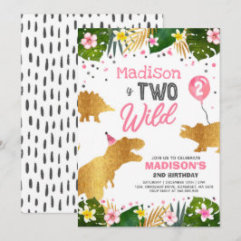Dinosaur Birthday Invite Two Wild Dinosaur Party Einladung