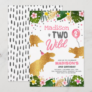 Dinosaur Birthday Invite Two Wild Dinosaur Party Einladung