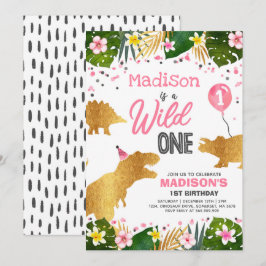 Dinosaur Birthday Invite Wild One Dinosaur Party Einladung