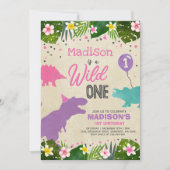 Dinosaur Birthday Invite Wild One Dinosaur Party Einladung (Vorderseite)