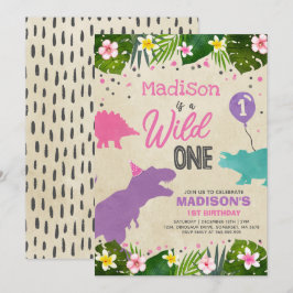 Dinosaur Birthday Invite Wild One Dinosaur Party Einladung
