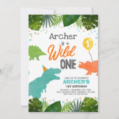 Dinosaur Birthday Invite Wild One Dinosaur Party Einladung (Vorderseite)