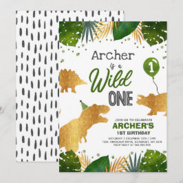 Dinosaur Birthday Invite Wild One Dinosaur Party Einladung