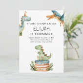 Dinosaur Birthday Kids Party Einladung (Stehend Vorderseite)