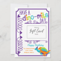 Dinosaur Birthday Money Gift Card Inhaber